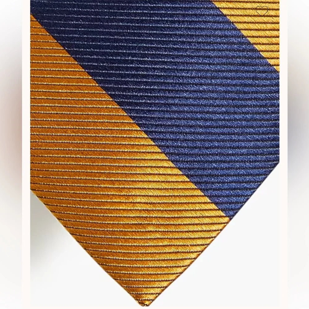 NWT J. Crew Men’s Silk Navy and Gold Diagonal Striped Tie